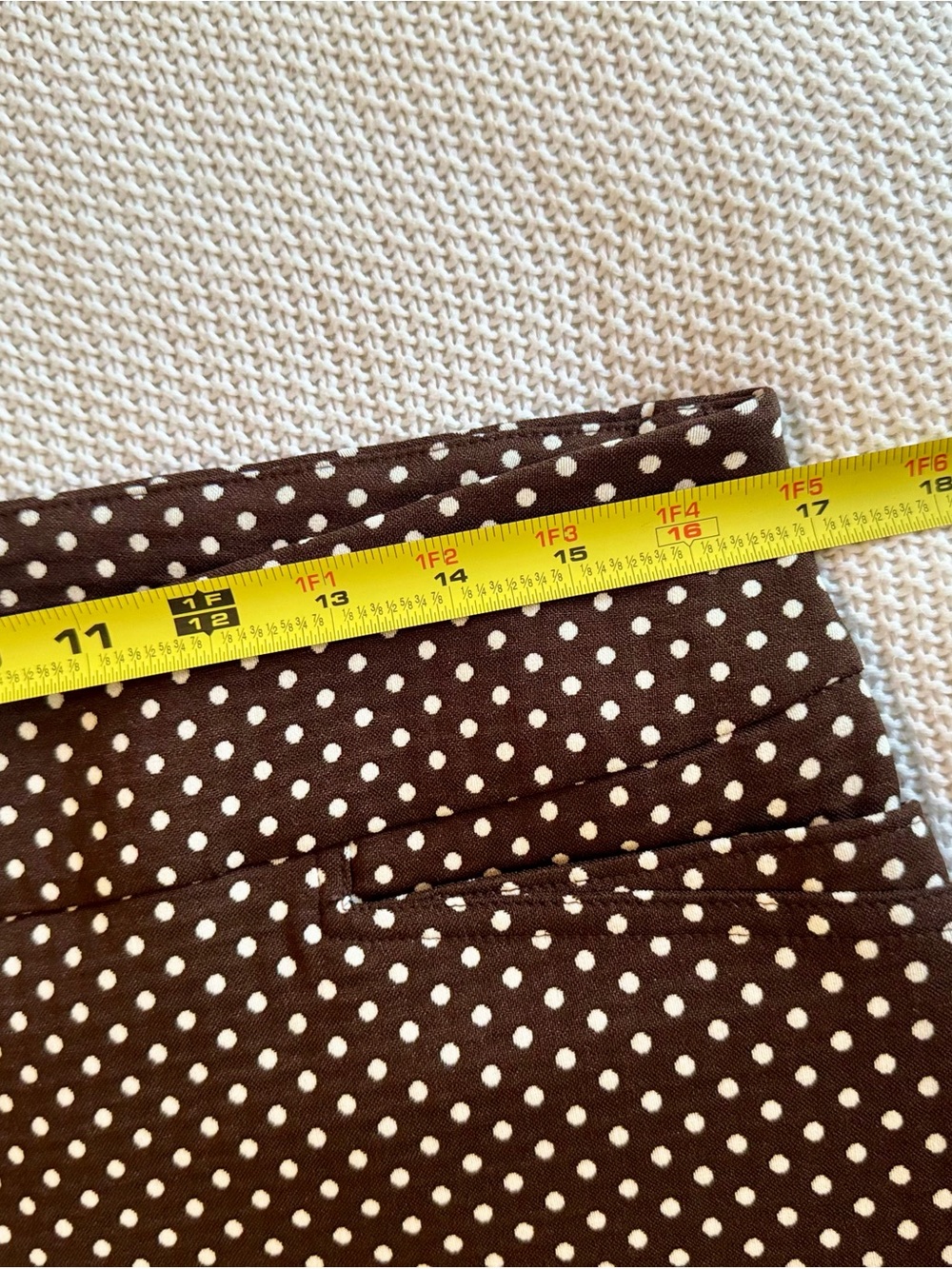 CHICOS Fabulously Slimming Stretch Chocolate Brown White Polka Dot Cropped Pants - Picture 13 of 16